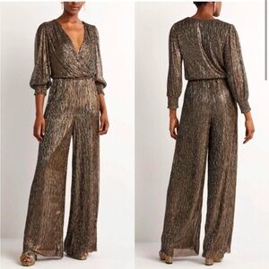 boden metallic plisse palazzo jumpsuit size 4P new without tags. D0406